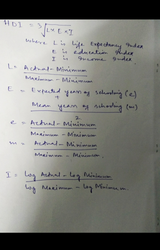HDI = 30 3L* EXT where his life expectancy ander eis education Index I is Income auden La Acanala Minimum - Maximum - Minimum