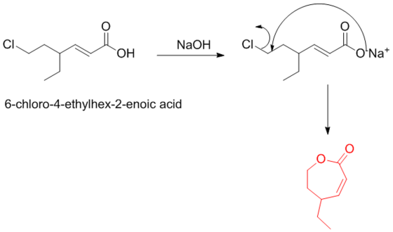 CI OH NaOH CI 6-chloro-4-ethylhex-2-enoic acid O. o