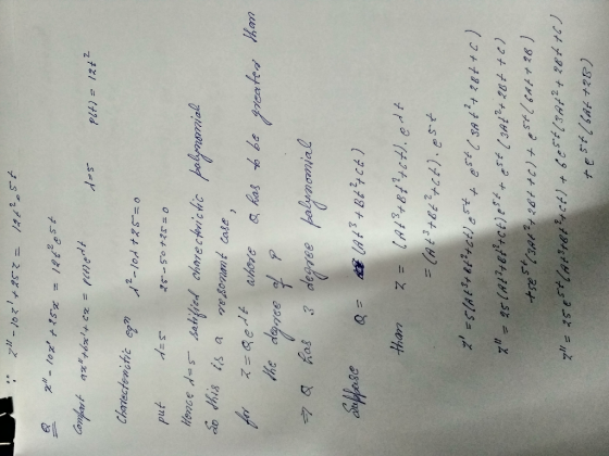 . ر - 0 - 2 = ھی من که تو » کم عمر 97/ - z کم سے Comfort ax+bx+ ca = pertedt 1-5 put) = 126² Chorrecterictic eqn de-10d +25