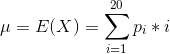 20 J = E(X) = piti