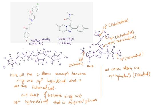 но Sp> (Tetrahedral) И 14 221 H23 CIF NO2 (naloperido) ciq H21N30 Ctalastine) $p3 (Tetrahedal) :5p3 C Telrahedoal) H и и unu