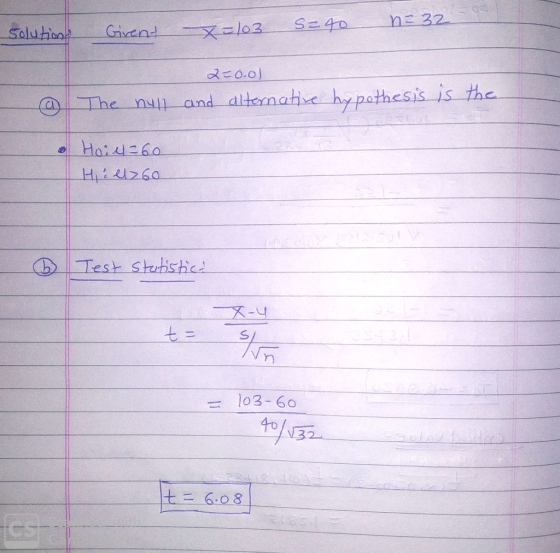 solutions Givent -x=103 n232 s=40 2=0.0) The null and alternative hypothesis is the @ Hoil=60 Hel 60 6 Test statistics = 103-
