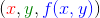 ({\color{Red} x},{\color{DarkGreen} y}, {\color{Blue} f(x,y)})