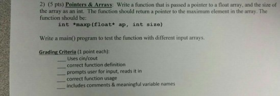 Pointen & A???ys: Write u function that is passed