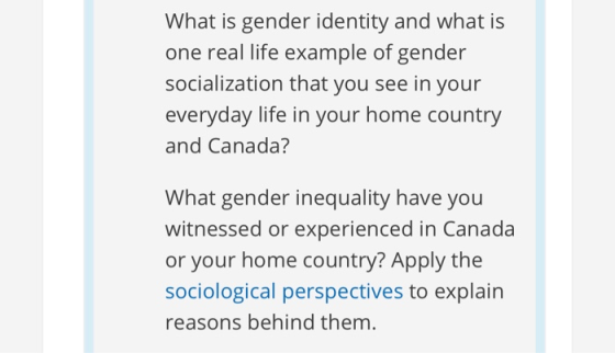 What is gender identity and what is one real life example of gender socialization that you see in your everyday life in your