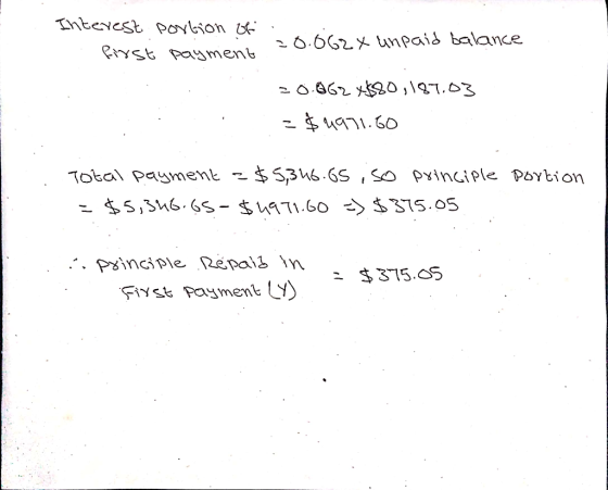 Thtevest pOyljon .662unpaid balance Eryst paymenb 0.862 x2017.03 Total payment - $5316.6S ,SO Pinciple Poybion - 5,316.GS- $4