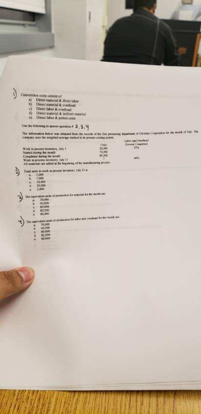 Coevo costs of 1) Dirts met dit labor b) Direct o r ) Dit labor overhead d) Direct material A indir Durchlabor A periodo the