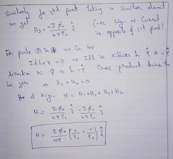 Similarly for god pert taking a similar elemet H3 = - Ido (-ve sign as Curret - 47 P2 ² is opposite of 1st post For parts ③ &