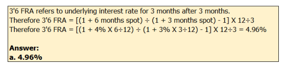 36 FRA refers to underlying interest rate for 3 months after 3 months. Therefore 36 FRA = [(1 + 6 months spot) = (1 + 3 mon