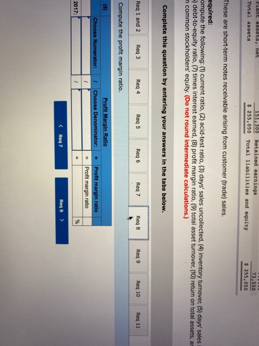 Plant assets, net Total assets 151,300 Retained earnings $ 255,050 Total liabilities and equity 73,550 $ 255,050 These are sh