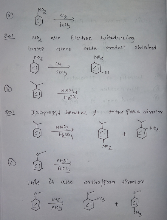 Noy clq lorotorta Feliz Sol NO, we Electron withdrawing obtained biroup Hence meta product NO2 Noz cle > felly voilaschine HN