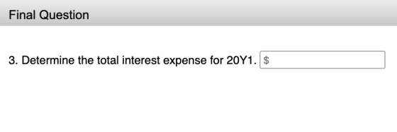 Final Question 3. Determine the total interest expense for 20Y1.