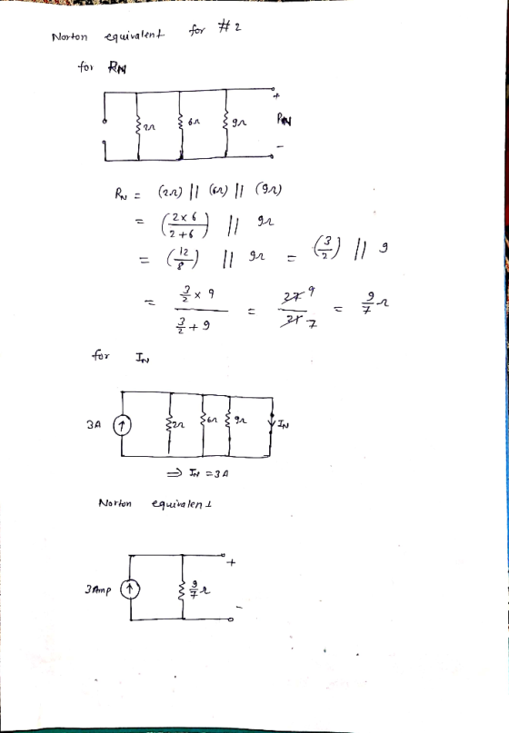 GRAT U LALL for #2 Norton equivalent for RM or {gr Pan Rw = (2n) 11 (ar) II (91) = (2) ll en = (2) ll er = 6) 11 9 279 2 / +9