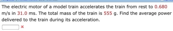 The electric motor of a model train accelerates th