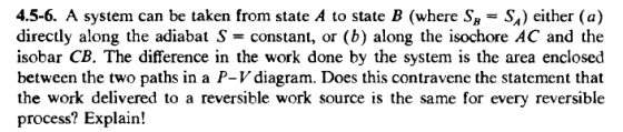 4.5-6. A system can be taken from state A to state B (where SS) either (a) directly along the adiabat S= constant, or (b) alo