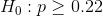 H_{0}:p\geq 0.22