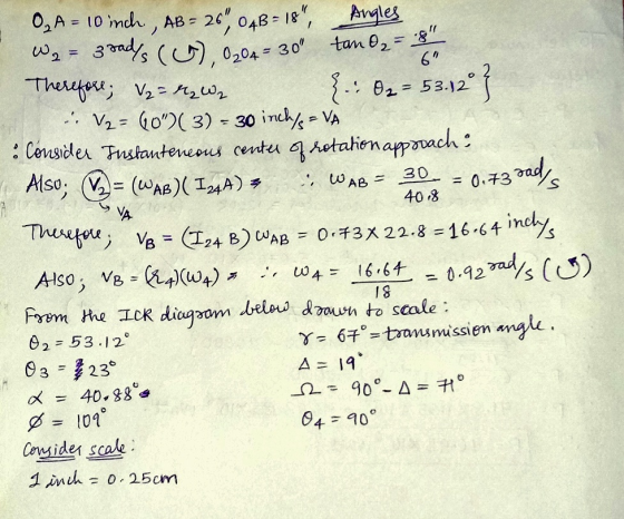 WAB = 30 4018 = 0.73 zady s VA O, A = 10 mch, AB = 26048 = 18, Angles W2 = 3oads (), 0204 = 30 tan O2 = Therefore; V2 = M