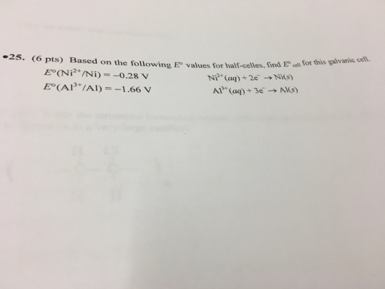 -25. 6 pts) Based on the following this galvanic c