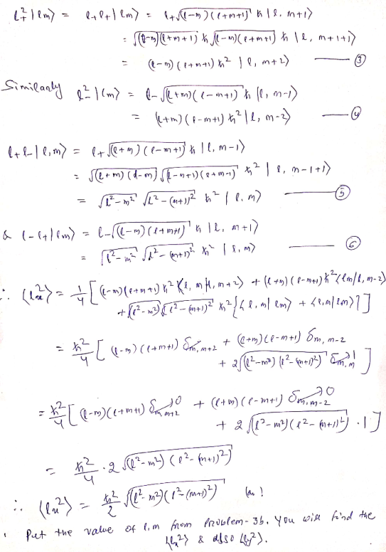 eflem) = lup+Ilm) = (two ) (6+m+1)! h 18. mn+) 10-/++1) hill - m)Ce+m71) + le, m+1+1) = -m) (e+n+1) *2 1 l, m+2) - ☺ Similanl