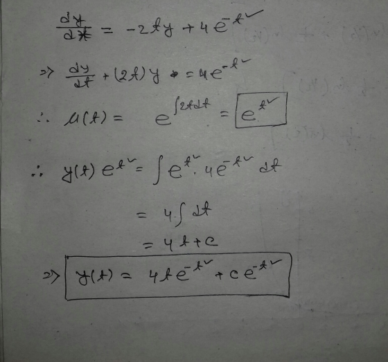 -2ty +4 et dy a* لاله د + at (2A) y = het PL act) = erecht =le :y(t) et let u e tu at = ytte ayt) a 4t e teeth