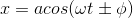 x= a cos (\omega t \pm \phi )