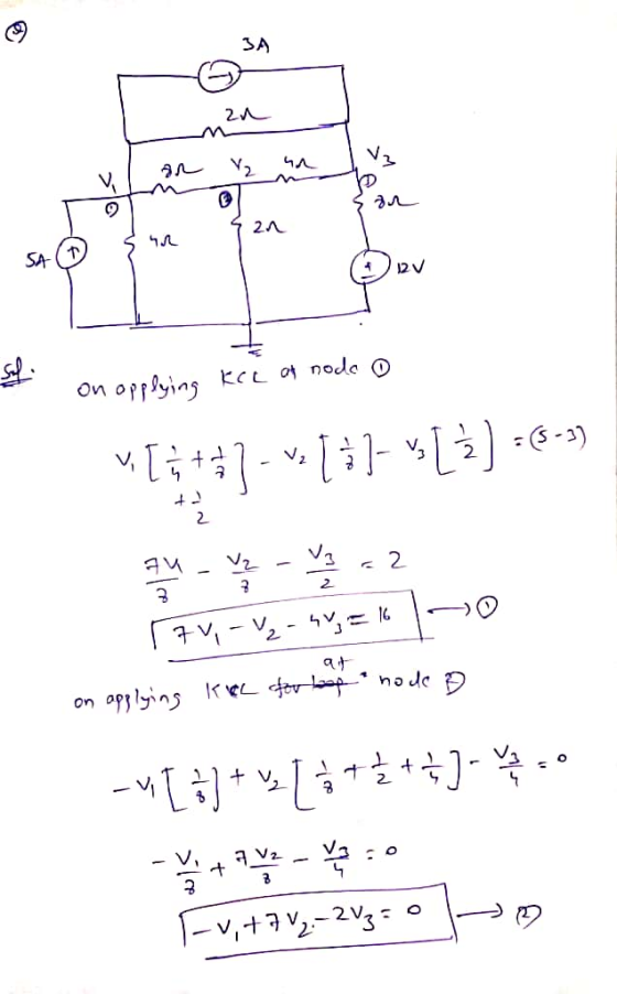 гч, *л vн л бve ) и Door San Sun SA (1) 1 2 sol on opplying KCL at nodo o on opplying Т ! чL; 1 : 1 - ~. [i]-[35) -6 -5) Itt