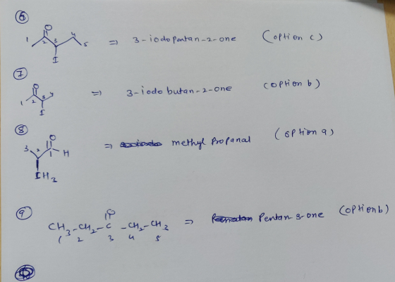 - 3-io do Pentan-arone Coption o) coption o) - lodo butan-2-one option as Cor = botad methyl Profanal Ін (optionb). Renaton P