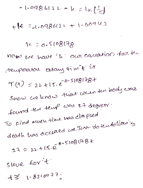 -1.0986122 -k : kohted + RR 5-1.0986122 +1.60043 c=0-5108178 no tow we have k our eauation for the teuperabre retary fint i