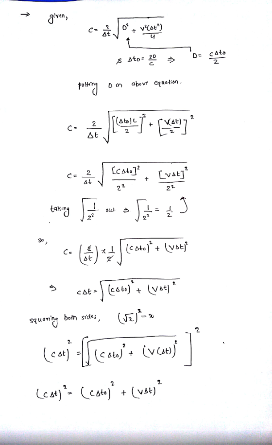 iven ㄐ 2. 扣 HT , Dur absvr equation. 2 2 squannq both sides