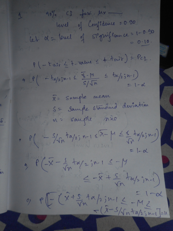 4 90% CI level let x = level for. Mx of Confidence = 0.90 of significance 2 1-0.90 0.10. - 1-2 Is pl-tair at-value at teir)