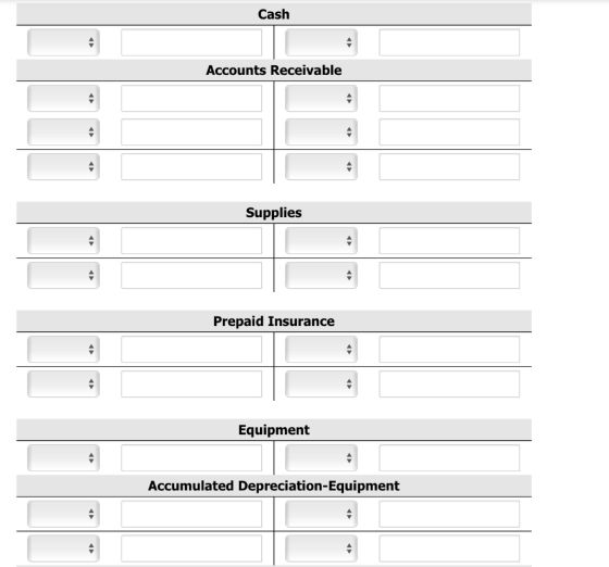 Cash Accounts Receivable Supplies Prepaid Insurance Equipment Accumulated Depreciation-Equipment 4