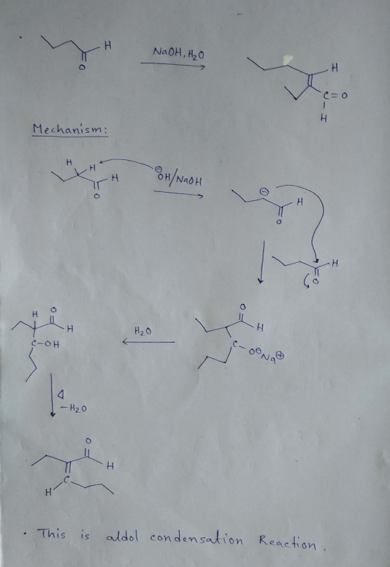 H NaOH, H20 H C=0 Mechanism: S/NADH I H н 14 На0 H20 This is aldol condensation Reaction.