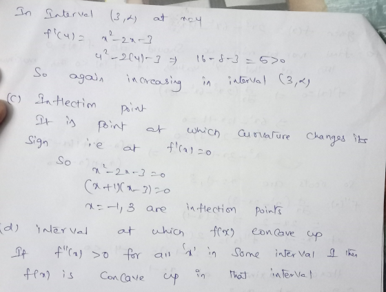 (3,2) ray 2 16-8-3 = 520 interval (3,2) point In Interiel at fcula 1-2 ar 42-204-] So again increasing (o Inflection It is p