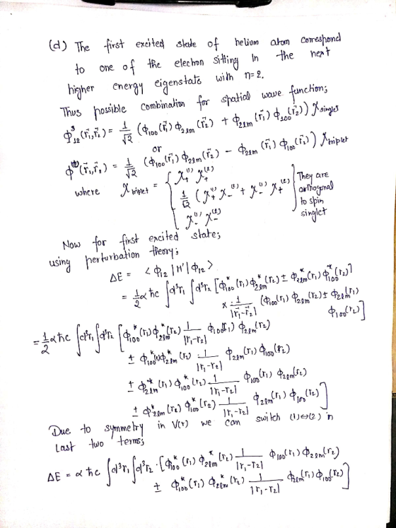 (d) The finst exited slale of heian alon Cemeshand hiher nerar eigenstada ith n2 φ1. (ที่,ที่ ): (4.oe(04am (Ta) t%.m(r. )AN)