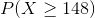 P(X\geq 148)