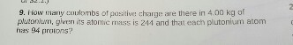 How many coulombs of positive charge are there in