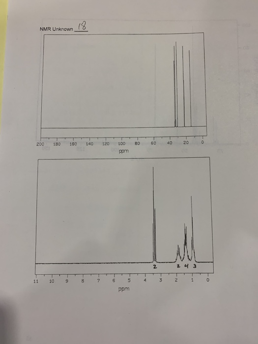 NMR Unknown_18 200 180 160 140 120 80 60 40 20 0 100 pom - 2 2 4 3 11 10 9 8 7 6 4 3 2 1 0 5 ppm