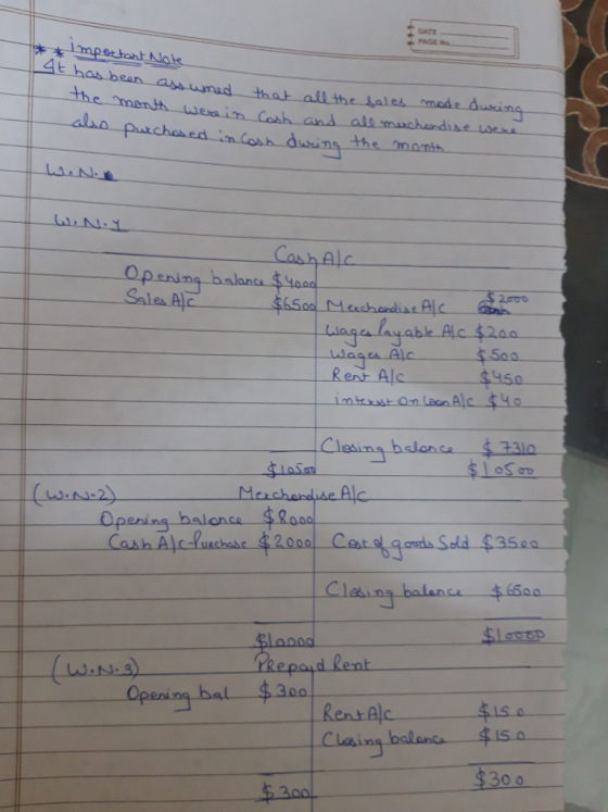 やPAGE the menth liers in Cosh and a alao pascha the momih Cash Alc Rent Al 구3 asal $요。 Opening bal 430a balanc $IS.