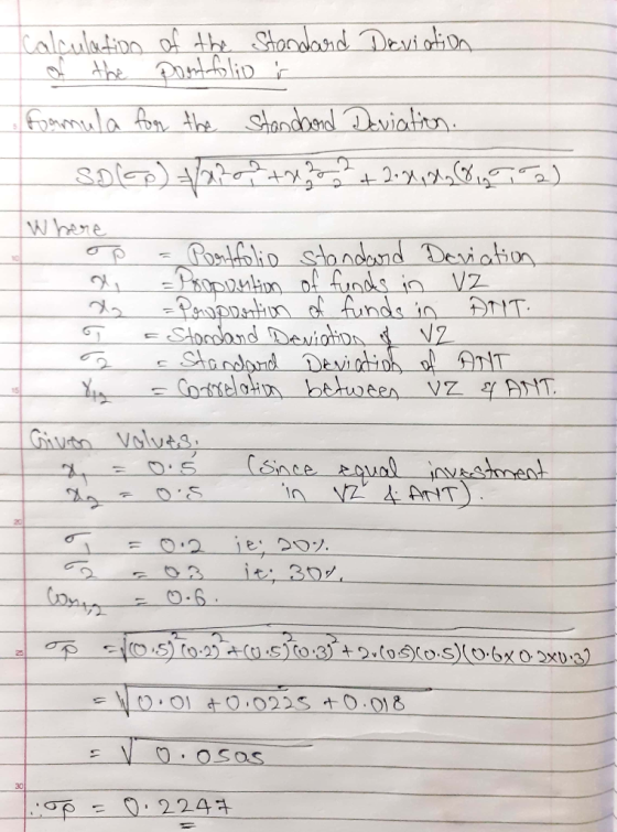 calculation of the Standard Deaviation formula for the standaard Deviation. Solo) +/22 +222 + 2x128gia Where op - Portfolio S