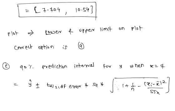 1 = [ 7-704, 10.54) upper limit on plot Den - plot » lower of - correct option is © gol prediction internal va for a when a=7