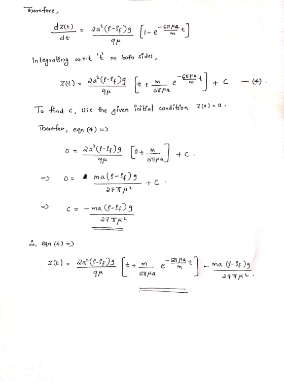 Therefore, dzce) - 24°(8–84)9 [l-economat] de qu Integrating worlt t on both sides, GHO 1. qu za) = Ra°(0-4)9 [+ + **+] + c =