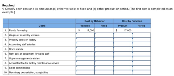 Exercise 18 6 Cost Classification LO C3 Tesla A Vehicle Manufacturer 