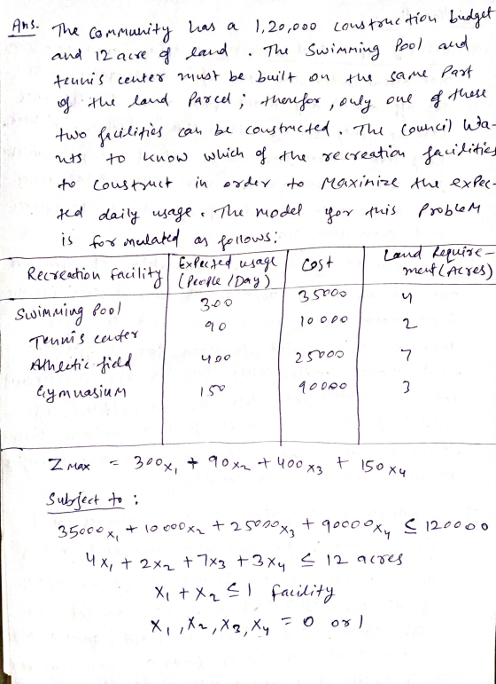uts to u x + 2x2 + 7x2 + 3xy s 12 acres Ans. The community has a 1,20,000 construction budget and 12 acre of land The Swimmin