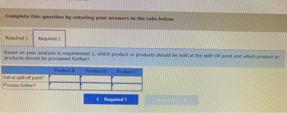 Complete this question by entering your answers in the tabs below. Required 1 Required 2 Based on your analysis in requiremen