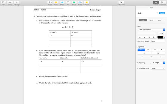 126% Zeam +. Add Page View Insert Table Chart Text Shape Media Comment Collaborate Format Document Text 3/24/20 -3/30/20 Reco