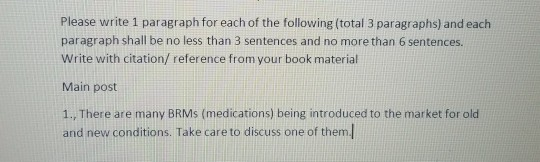 Please write 1 paragraph for each of the following (total 3 paragraphs) and each paragraph shall be no less than 3 sentences