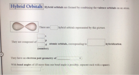 Hybrid Orbitals Hybrid orbitals are formed by combining the valence orbitals on an atom. There are hybrid orbitals represente