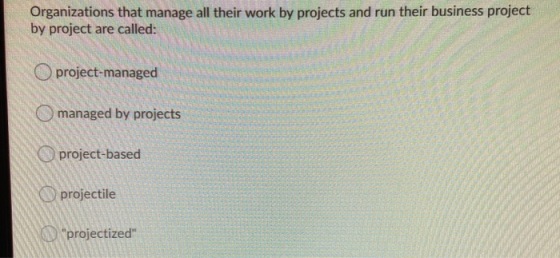 Organizations that manage all their work by projects and run their business project by project are called: project-managed ma