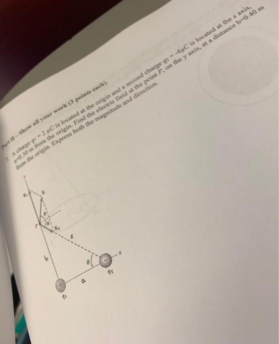 second ehatp, on the y axis, at a P C is located at the origin and the origin. Express both the magnitude ar 2 H m from and direction. 42