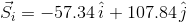 vec{S} _{i} = -57.34 , hat{i} + 107.84 , hat{j}